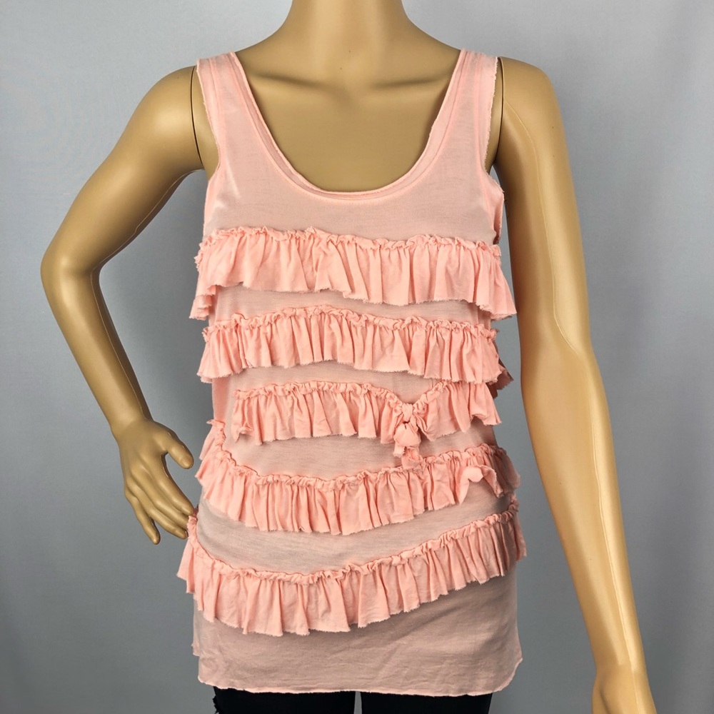 J.Crew Peach Tank top With Ruffle Detail Size XS